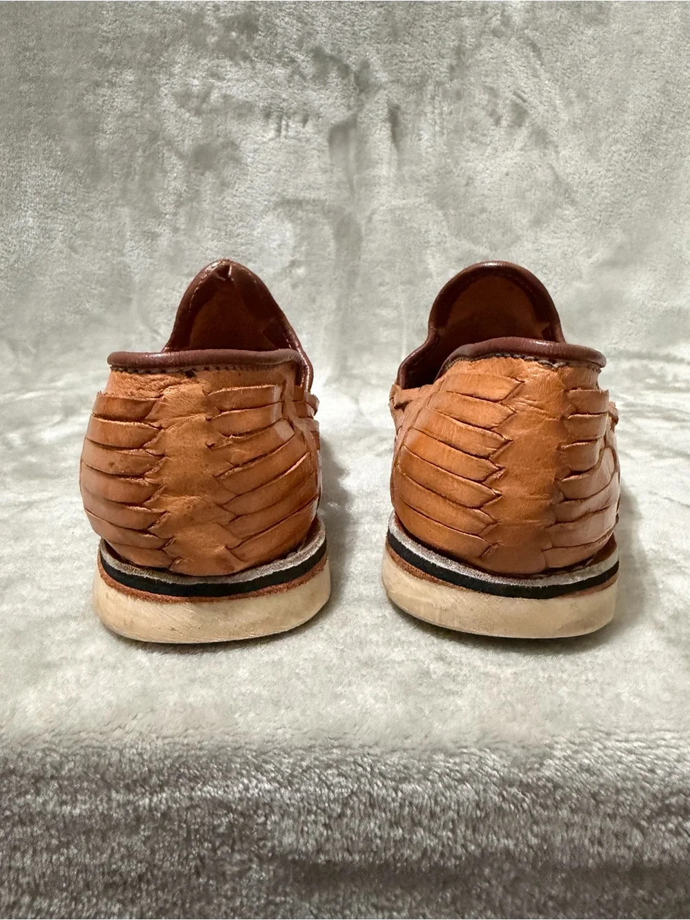 Handcrafted Mexican Leather Huaraches Woven Closed Toe Slip On Sandals Size 9