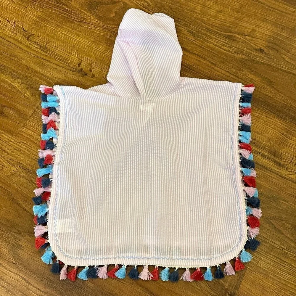 NWT Mud Pie tassel seersucker poncho coverup