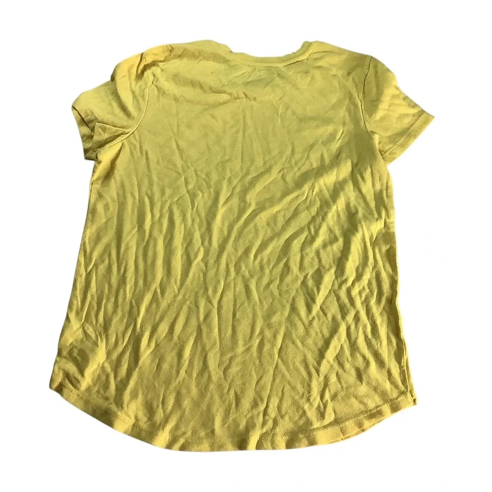 Old Navy T-Shirt Girls XL(14) Yellow Graphic Print All The Feels Heart Casual