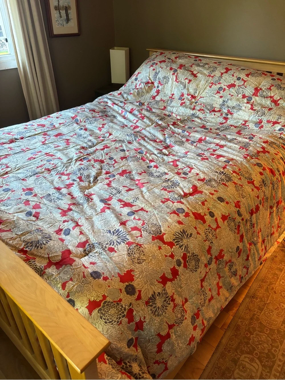 Ralph Lauren Queen Floral Red and Cream Quilted Comforter