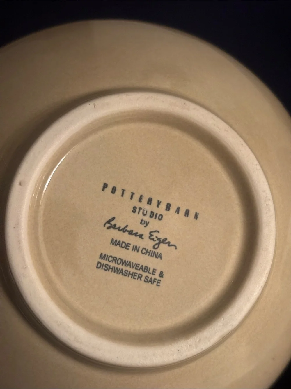 Pottery Barn Studio by Barbara Eigen Beige Solid Round Glossy Ceramic Bowl
