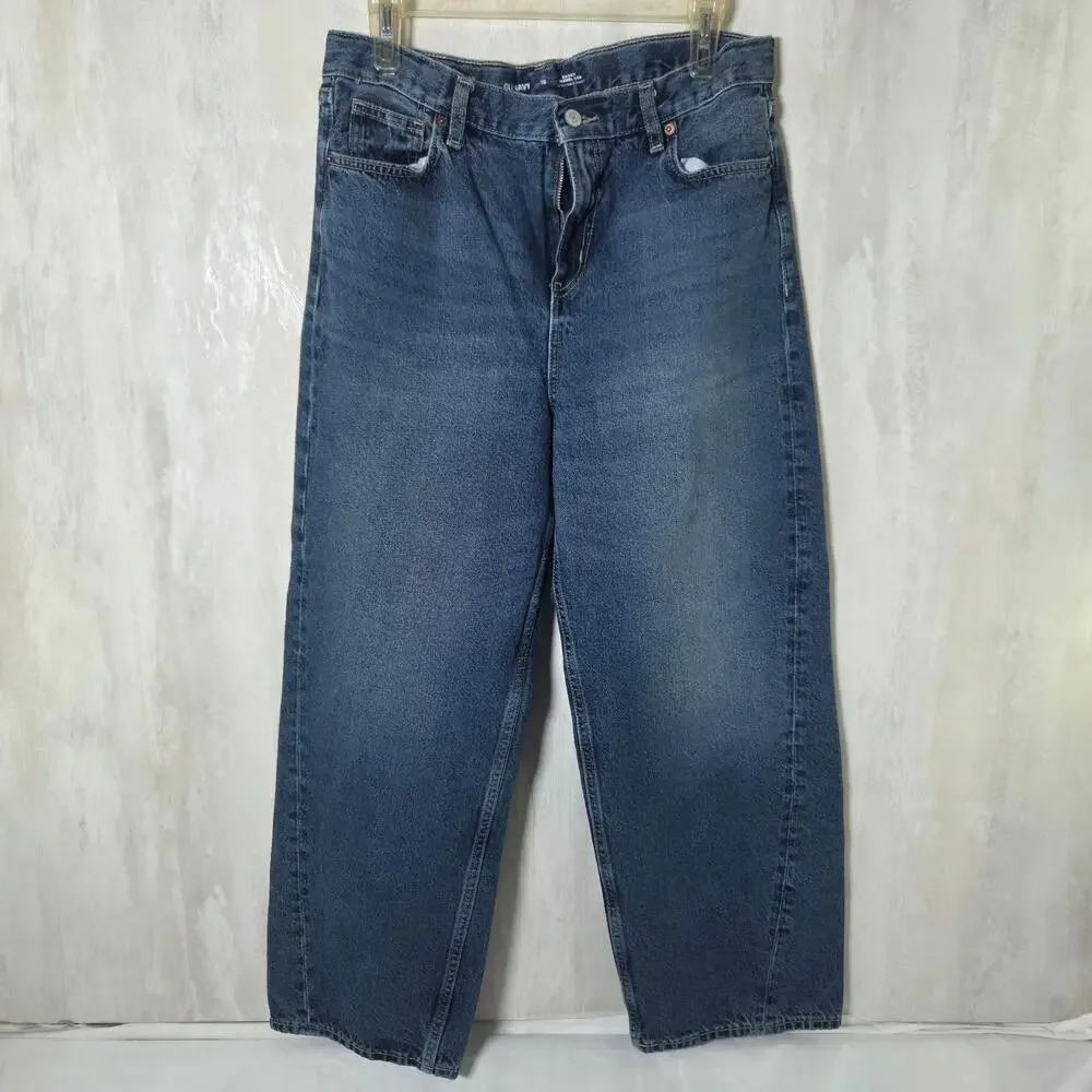 Old Navy Jeans Kids 18 Blue Baggy Barrel Leg Adjustable Waist Denim Relaxed