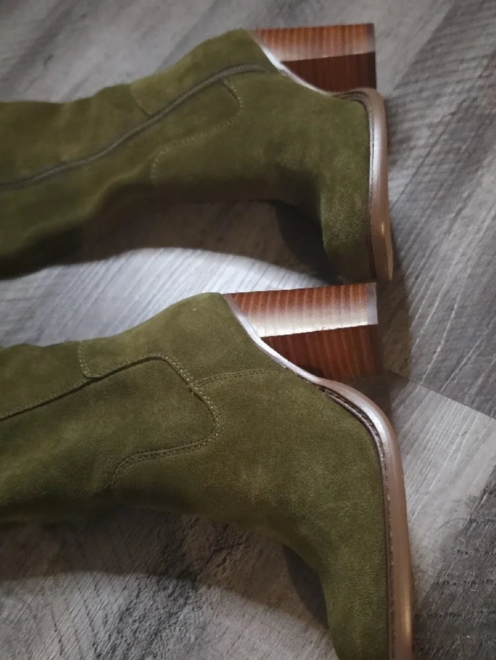 Kelsi Dagger Over-the-Knee Suede Heel Boot - Olive Size 5.5