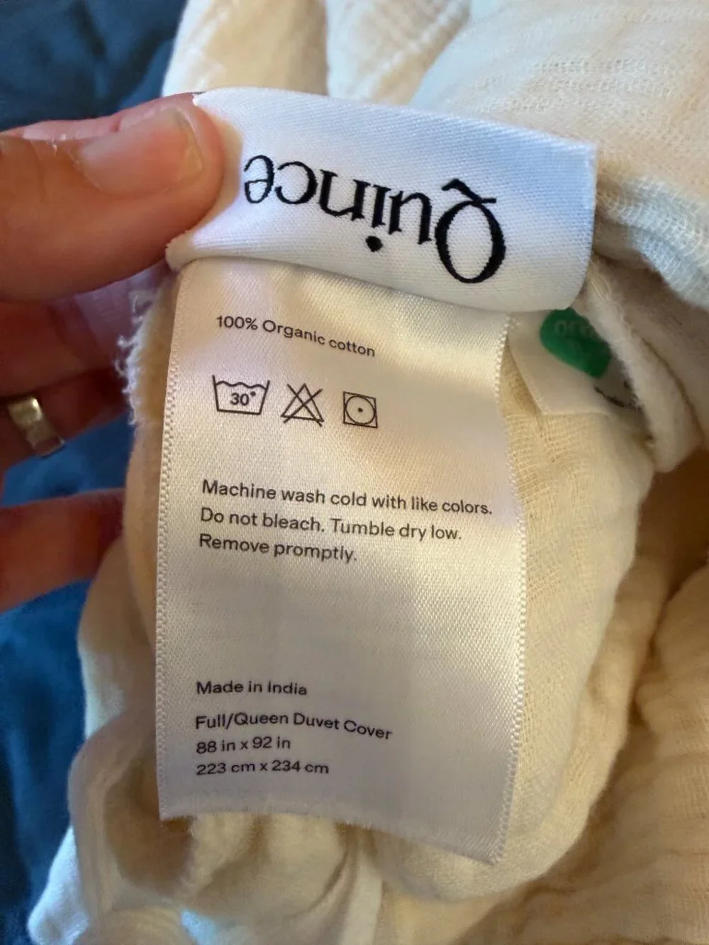 Quince 100% Organic Cotton Luxury Duvet Cover Set Queen Un Dyed (Ivory) $149