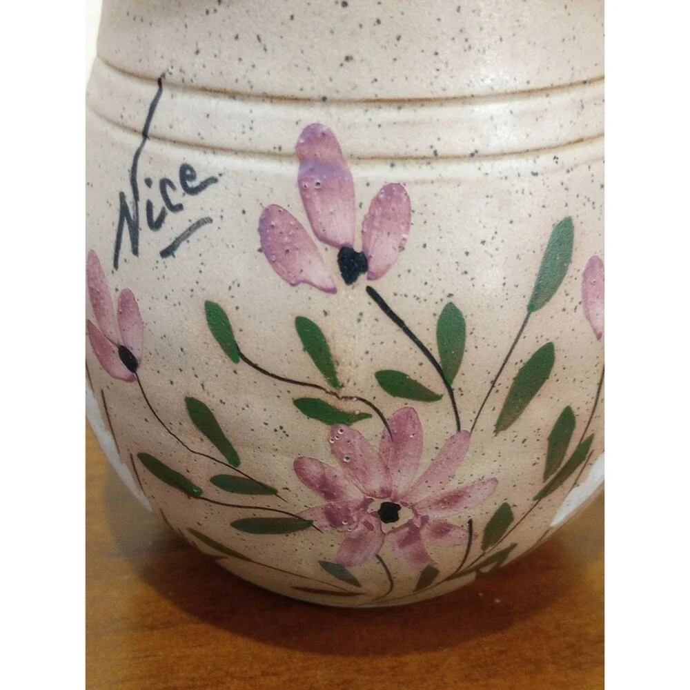 Hand-Painted Floral Pottery Jug/Vase - Vintage!