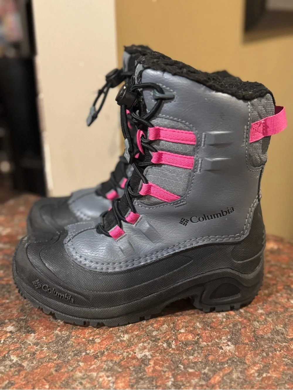 Columbia Kids Gray and Pink Waterproof Snow Boots
