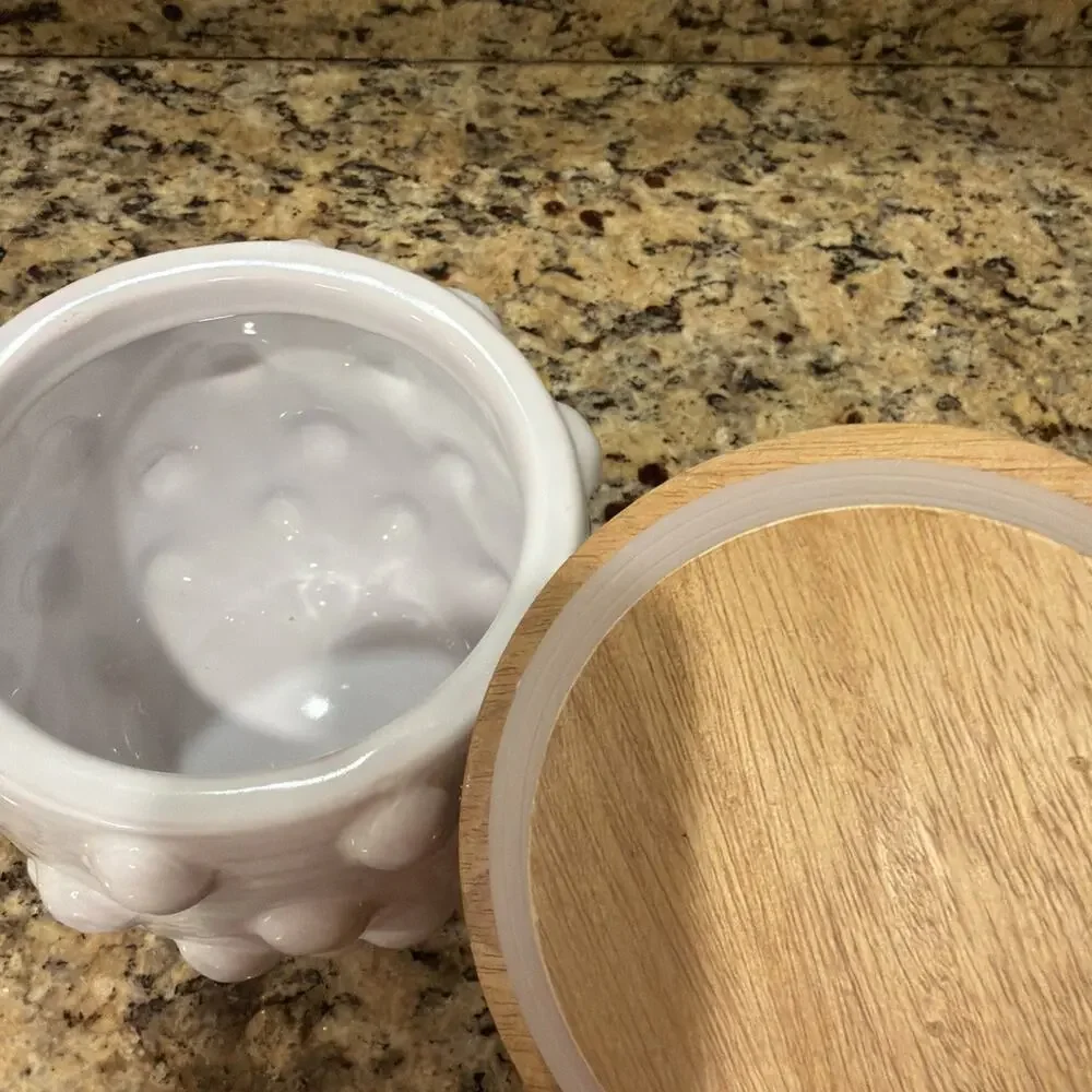 Mud Pie Raised Dotted Canister Set of 3 White Wood Farmhouse Cottage Cottagecore