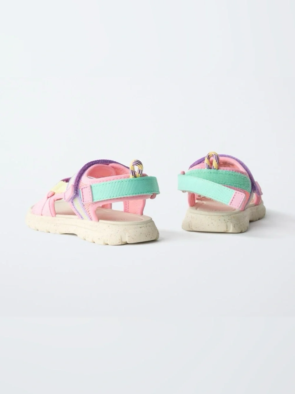 ZARA MULTICOLOR TECHNICAL SANDALS NWT Size : 9 (6.1 INCHES) * Color : PINK