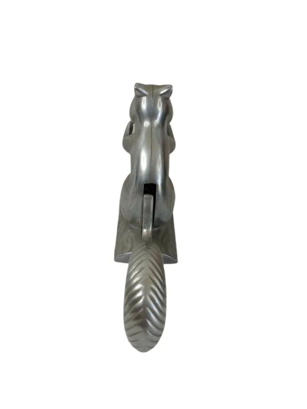 Vintage Squirrel Nut Cracker Mechanical On Tree Log Cast Aluminum Animal