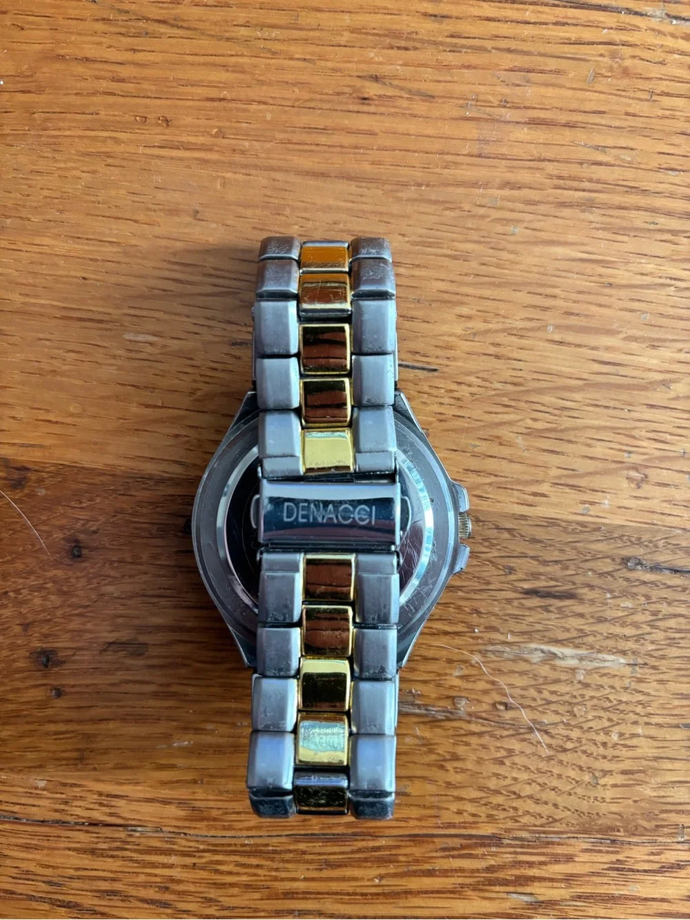Denacci Men’s Two Tone Quartz Analog Watch Silver Gold Tone Stainless Steel