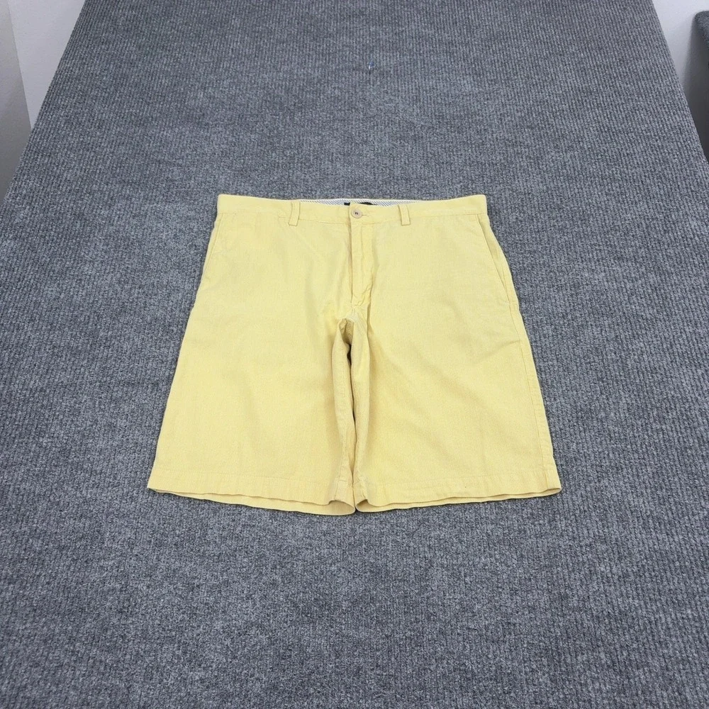 Banana Republic Shorts Mens 34 Yellow Cotton Seersucker Casual Preppy