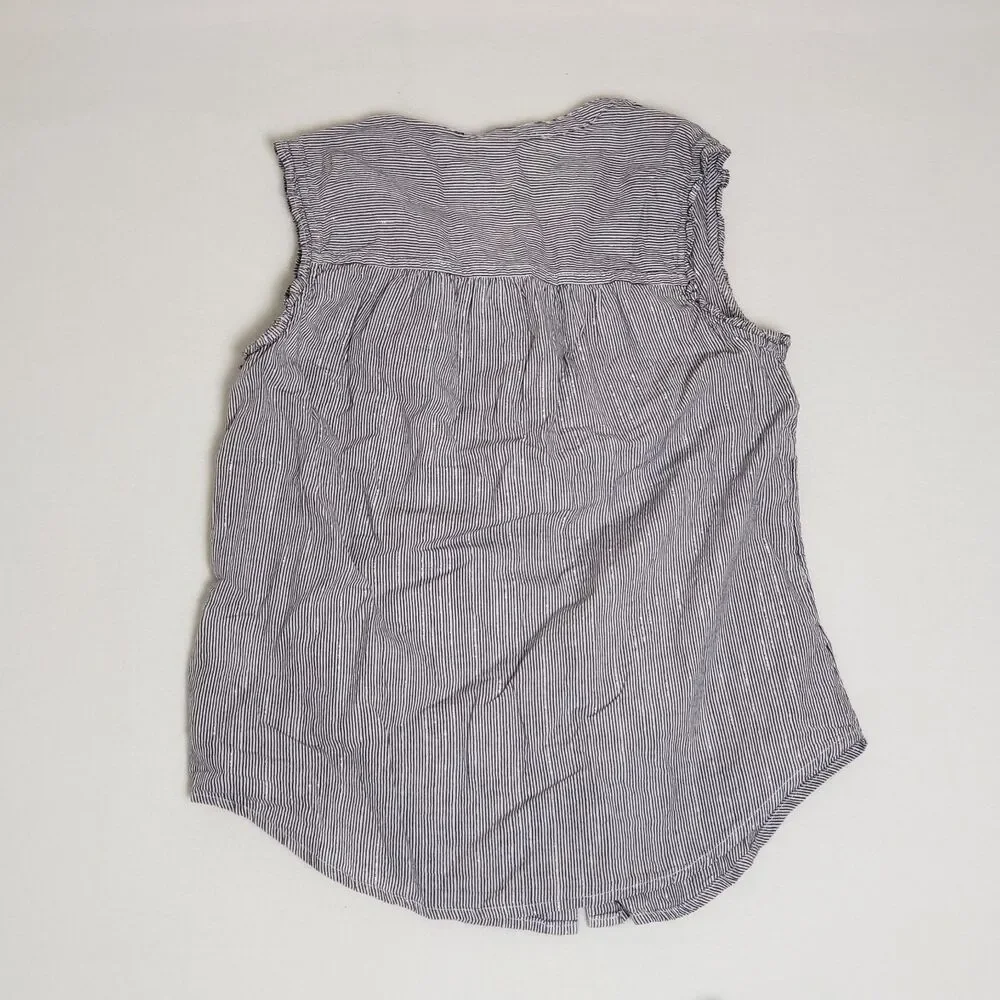Bundle Old Navy Girls Blue Pinstipe Shirts 14/16 Ruffles Sleeveless Cottagecore