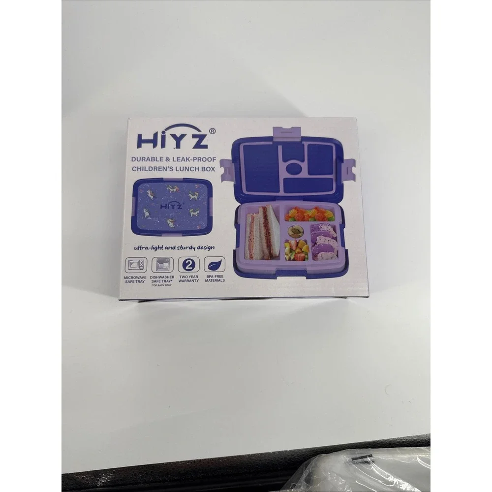HiYZ Childrens Lunch Box Purple Unicorn Leak-Proof Bento Box 5 Compartment‎ NEW