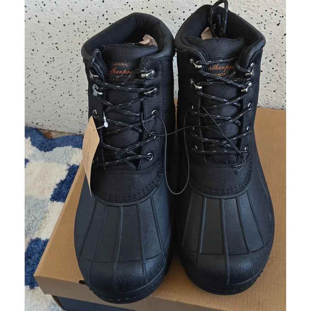 Weatherproof Vintage Jack‎ Mens Black Duck Boots Cold Weather Lace Up Size 8 M