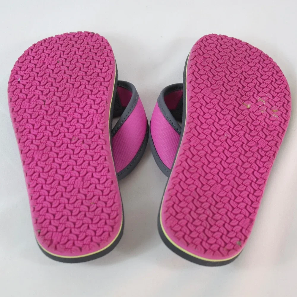 The North Face Base‎ Camp Pink Gray Mini Flip Flops Sandals Girl's Size 3