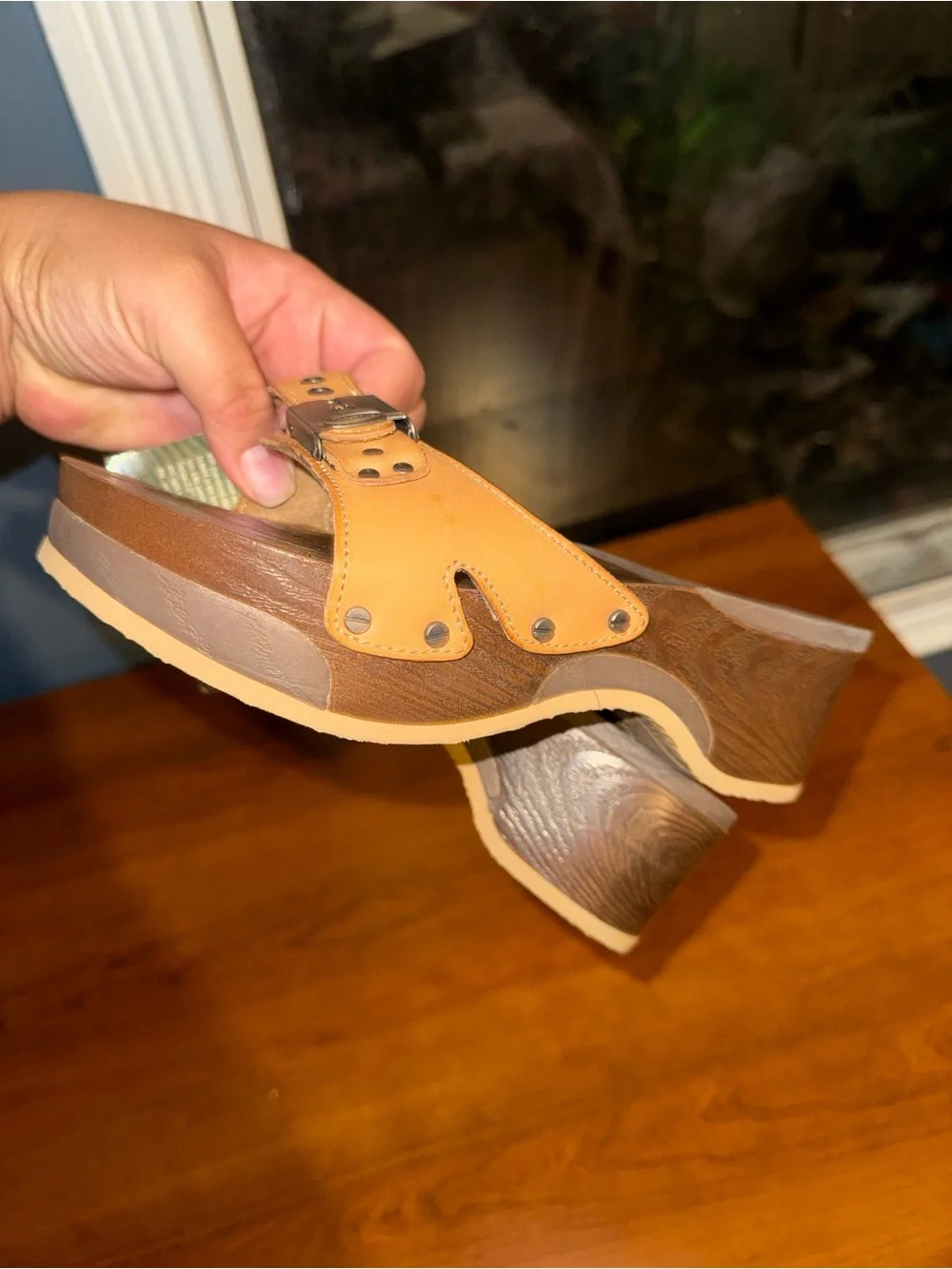 Dr. Scholl's Tan Leather Studded Wedge Sandals for Men