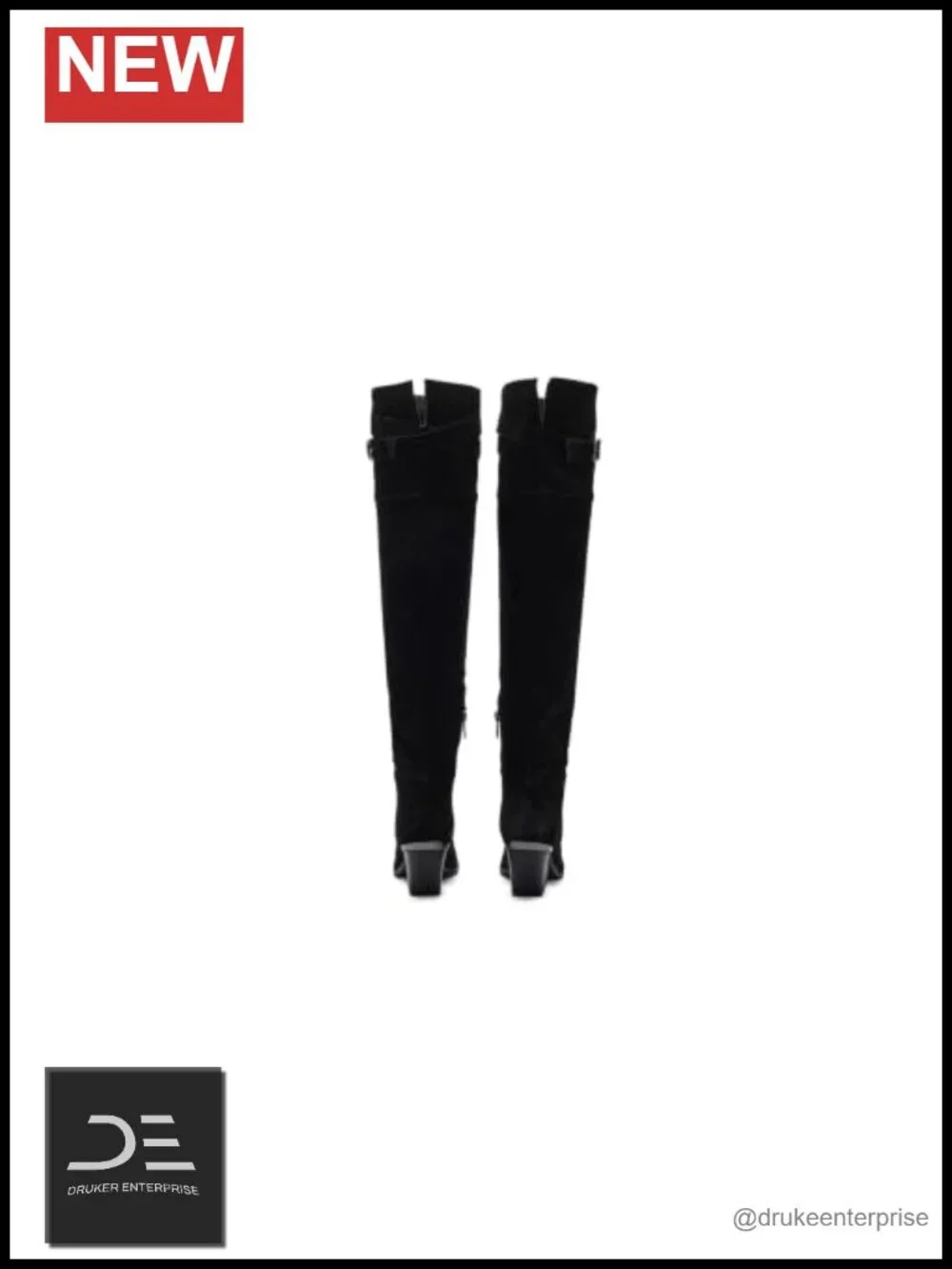 Suede Knee High Wedge Boots with G-Buckle Detail