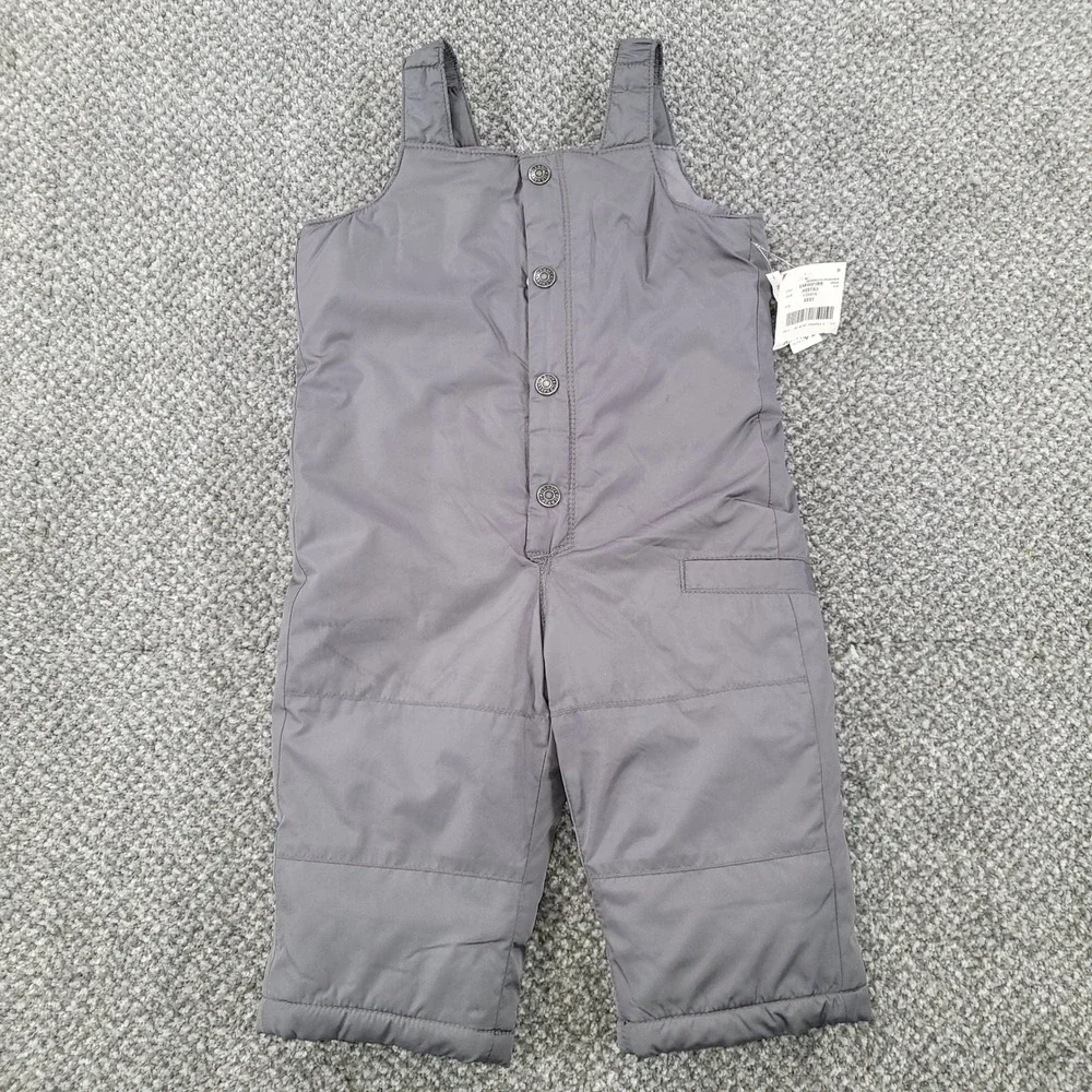 Old‎ Navy Infant Snow Bibs 12-18M Gray Insulated Winter Overalls Blank Slate