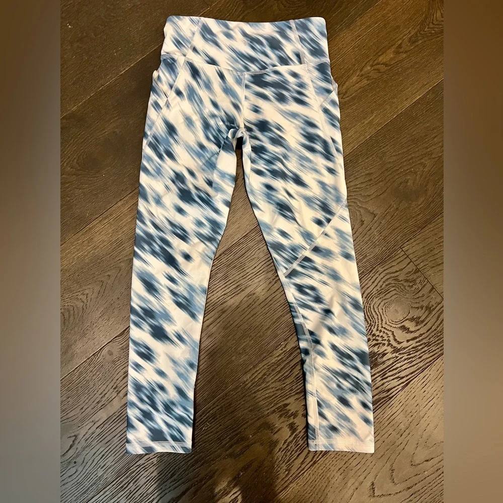 Old Navy Girls High-Rise Active Leggings Large‎ 10-12 Blue Tie-Dye Powersoft
