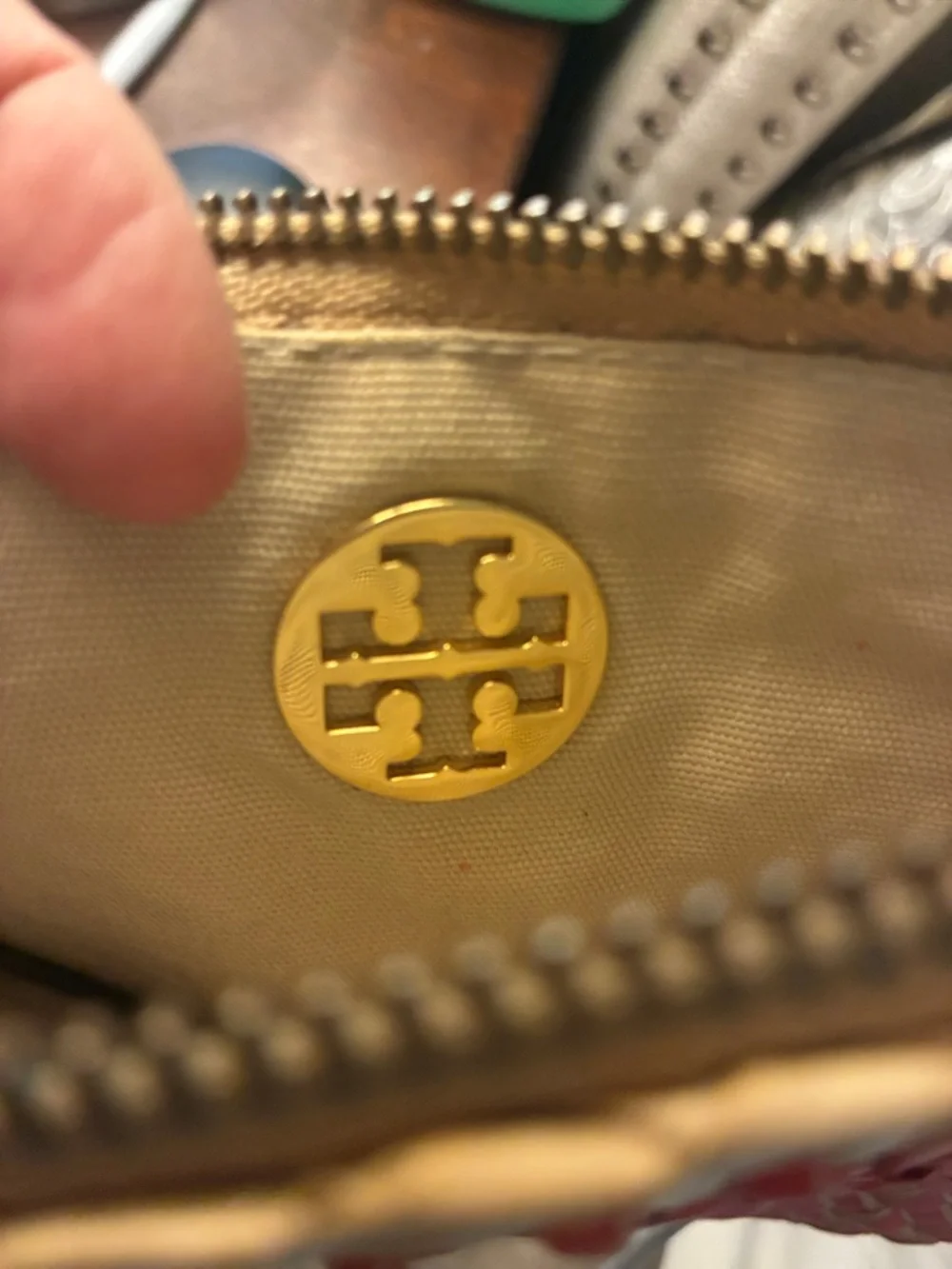 Tory Burch Red‎ and Cream Woven Wristlet Clutch