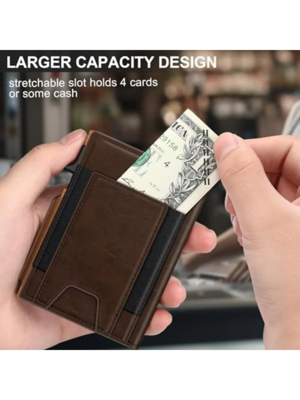 Slim Minimalist Wallet for Men - RFID Blocking, Pop-Up Card Holder, Compact