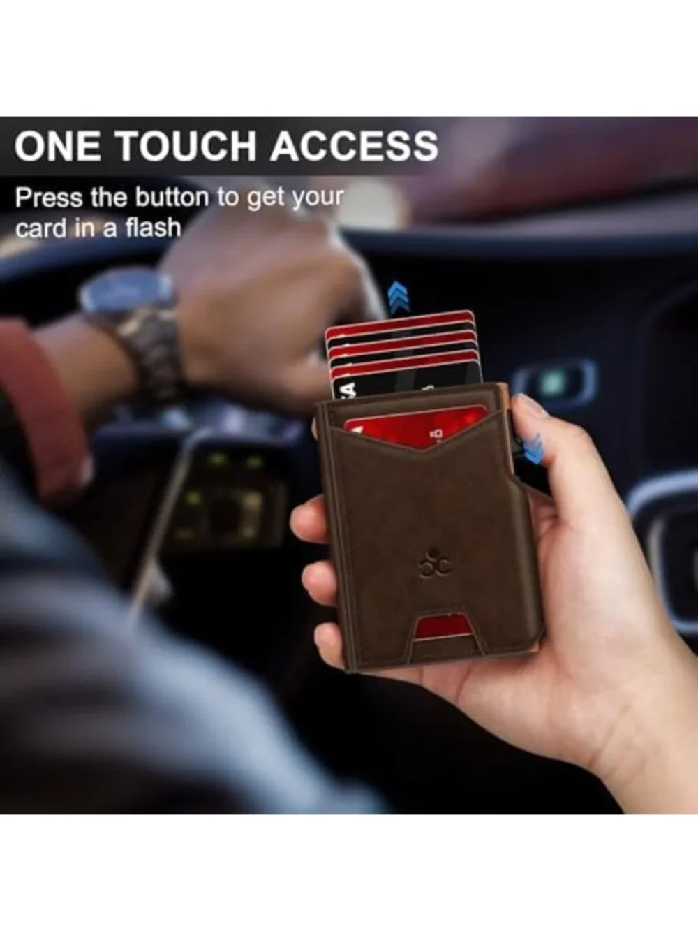 Slim Minimalist Wallet for Men - RFID Blocking, Pop-Up Card Holder, Compact