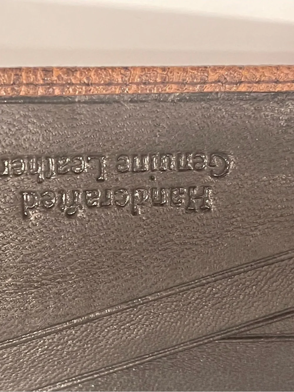 Brown Lizard Embossed Leather Bifold Wallet handcrafted