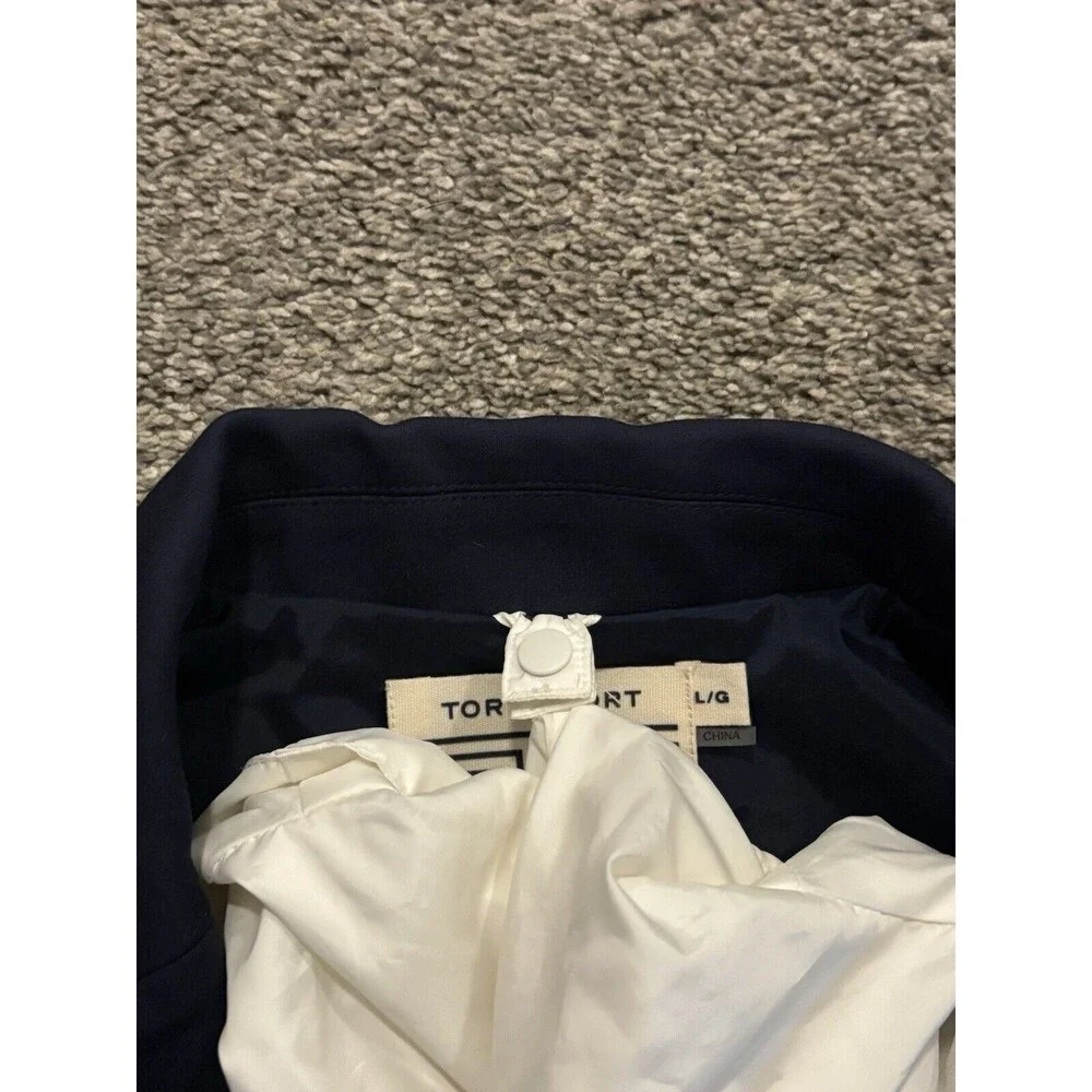 Tory Burch Sport Convertible Blazer With Hood Women’s‎ Size Large Blue White