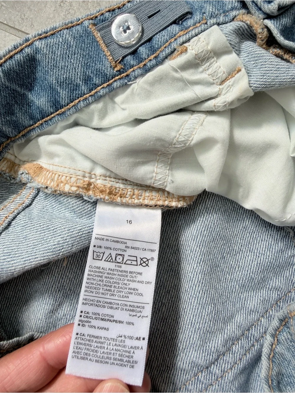 Girls Baggy Wide Leg Jeans Size 16 Light Wash Distressed Y2K Old Navy High Rise
