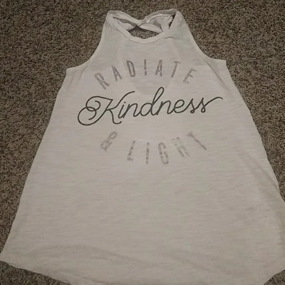 Old Navy Girls Radiate Kindness & Light Glitter Tank Top sz. 14 Twist Back