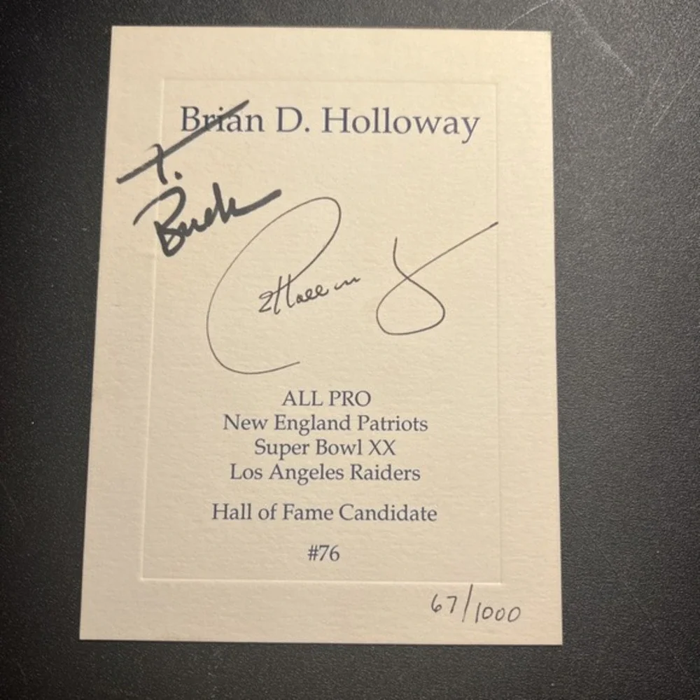 Brian Holloway Hall Of Fame‎ Candidate Autographed #67/1000 Invitation 