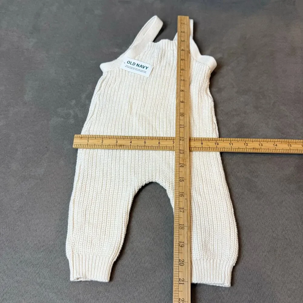 NWT Old Navy Sweater Overalls Romper Cream Baby 3-6 Months Boy Girl
