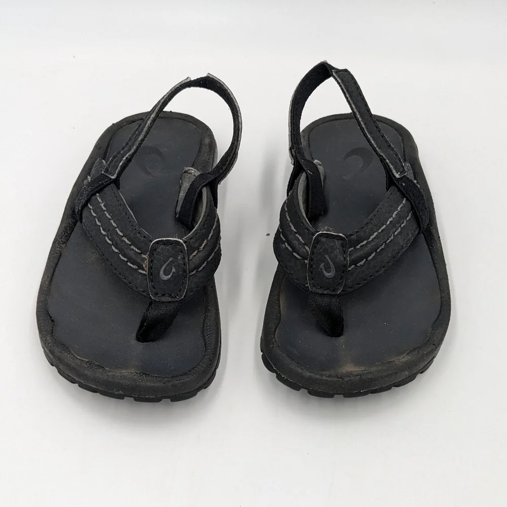 OluKai Ohana Black Sandal Flip Flop 9T 10T