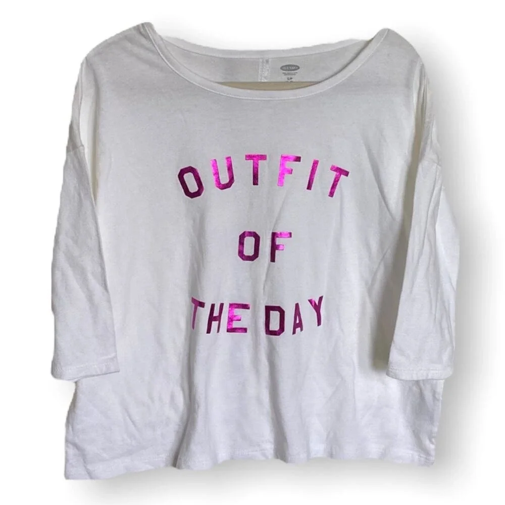 Old Navy Girls Top Size S 6 7 Drop‎ Shoulder Fuchsia White Outfit of the Day NEW