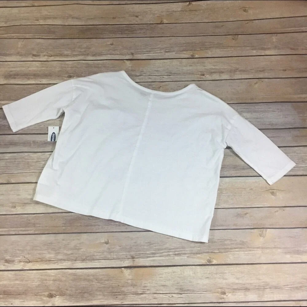 Old Navy Girls Top Size S 6 7 Drop‎ Shoulder Fuchsia White Outfit of the Day NEW
