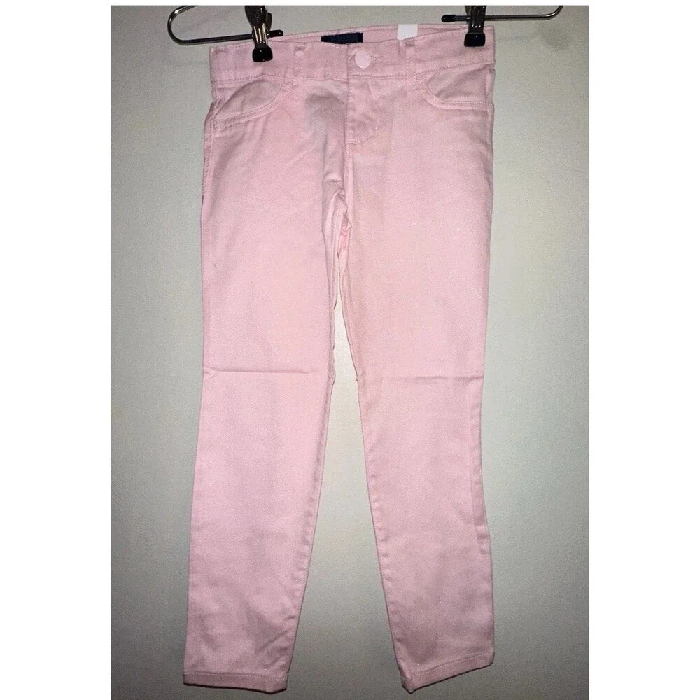 NWT Children's Place Girls Pink Sparkles Skinny Jeans Pants 6 Cotton