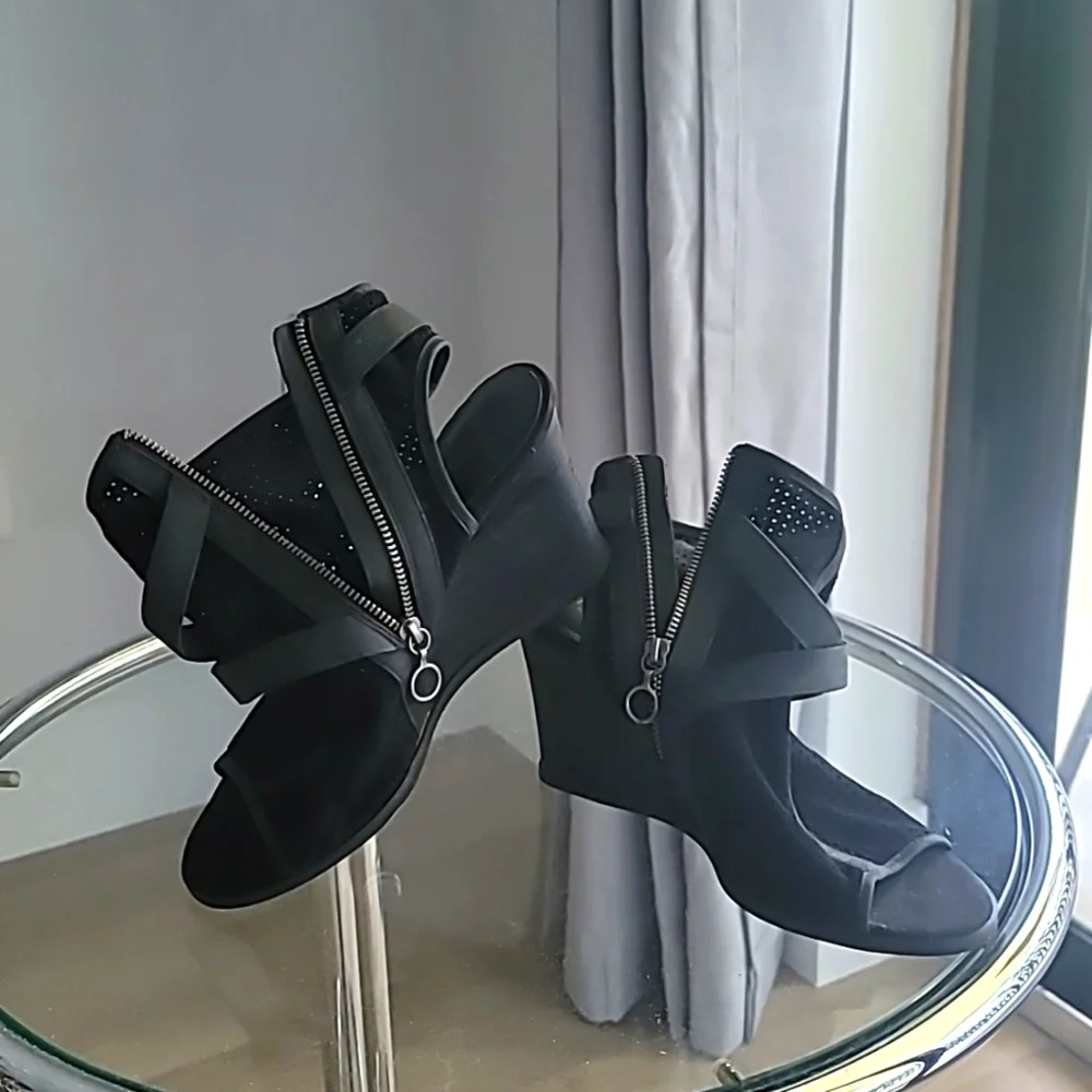 Denim & Supply Leather Belt Wedge Sandals