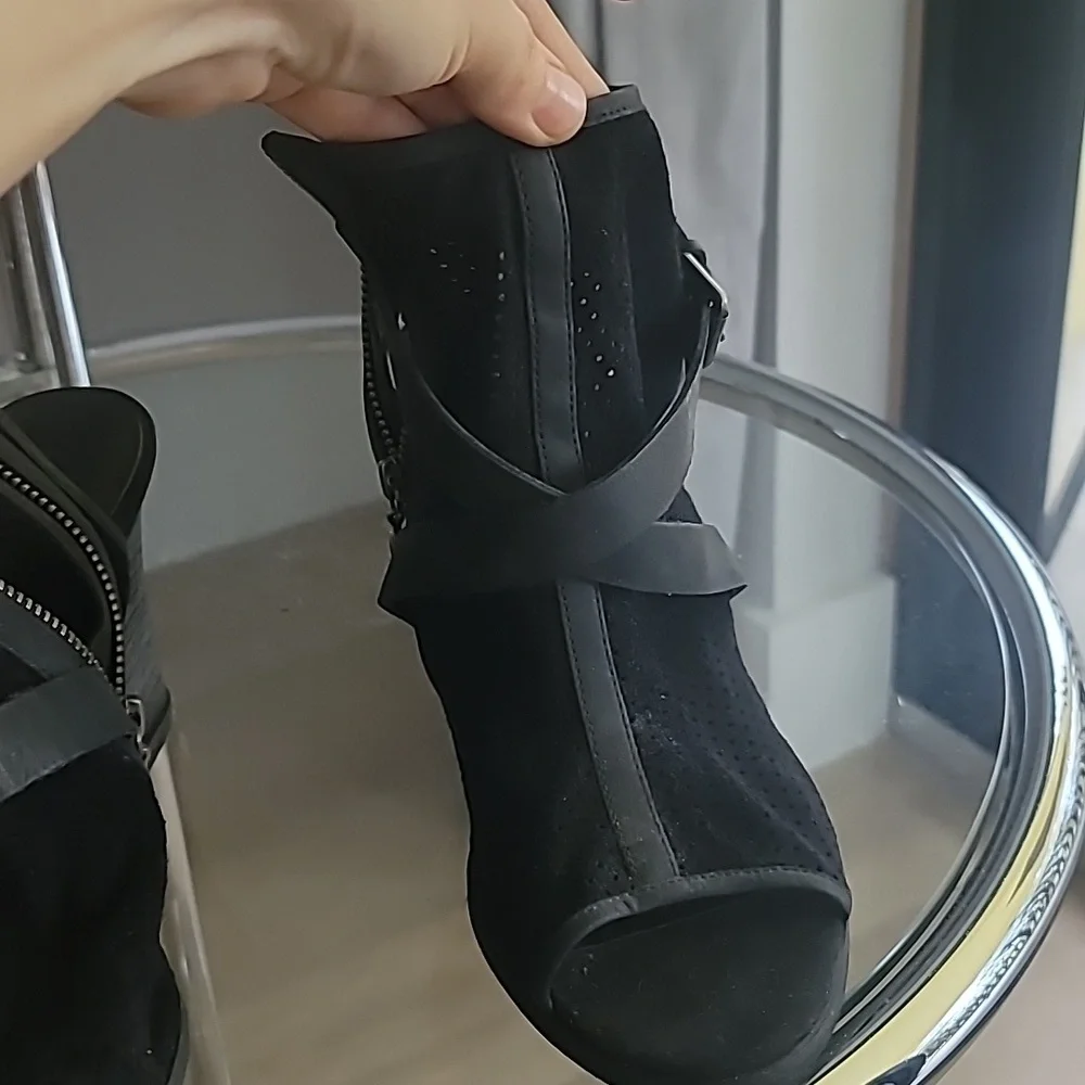 Denim & Supply Leather Belt Wedge Sandals