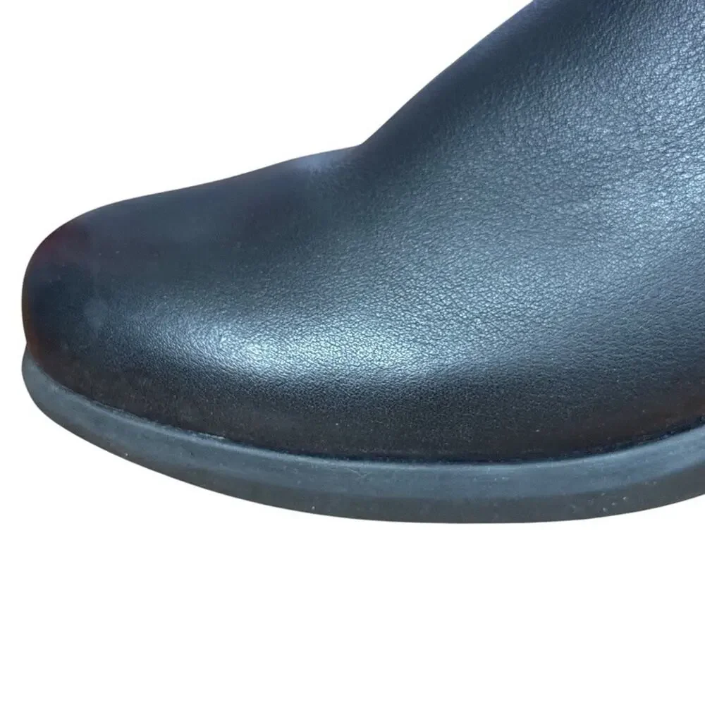 Hush Puppies The Body Shoe Maria Black Wedge Leather Comfort Shoes Slip On sz 8