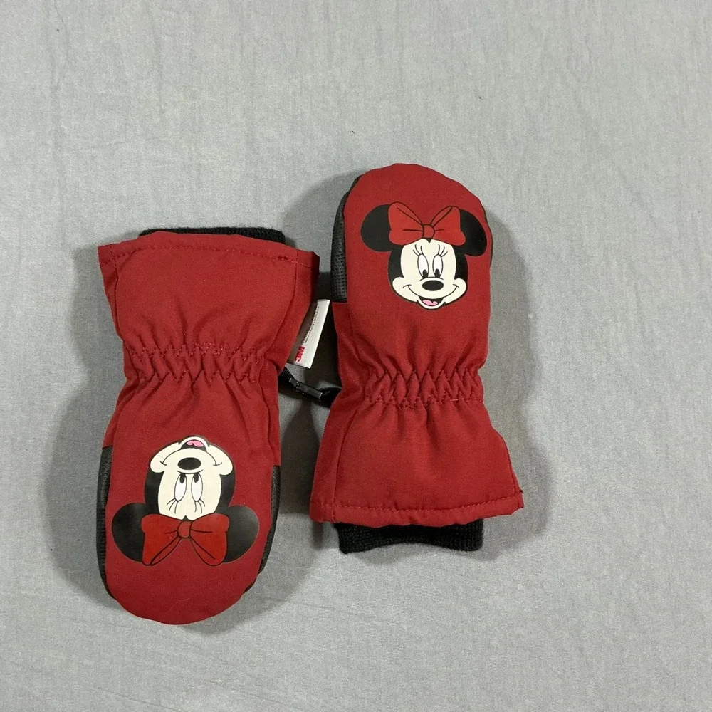 Vintage Disney Minnie Mouse Kids Red Winter‎ Mittens 3M Insulated Snow Gloves