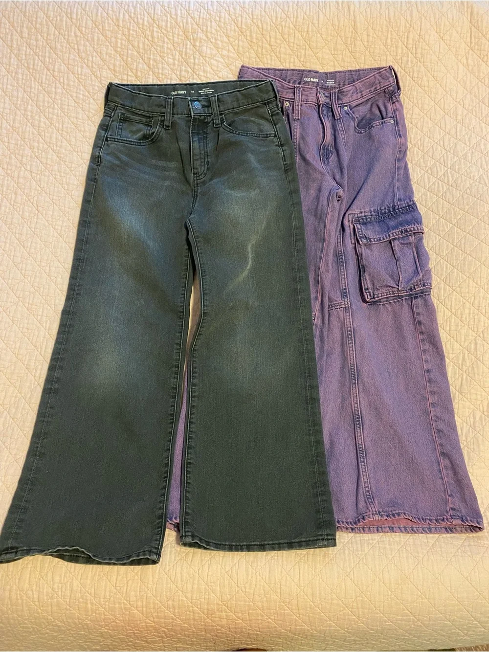 Old Navy Black baggy Jeans & Purple Cargo Jeans