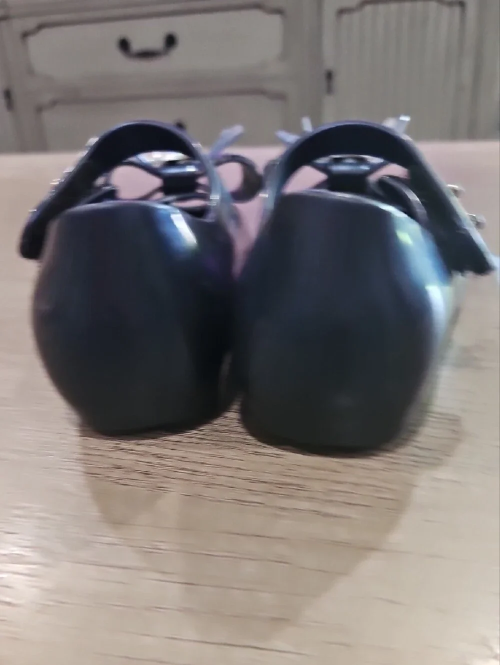 Mini Melissa Navy Star Bow Mary Jane Shoes with Silver Star Accent size 8