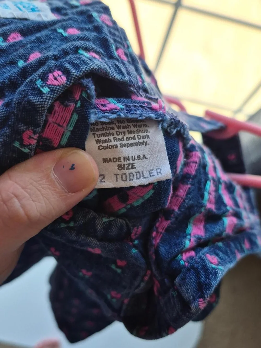 OshKosh B'gosh Dark Blue Denim Overalls with Pink Heart Print