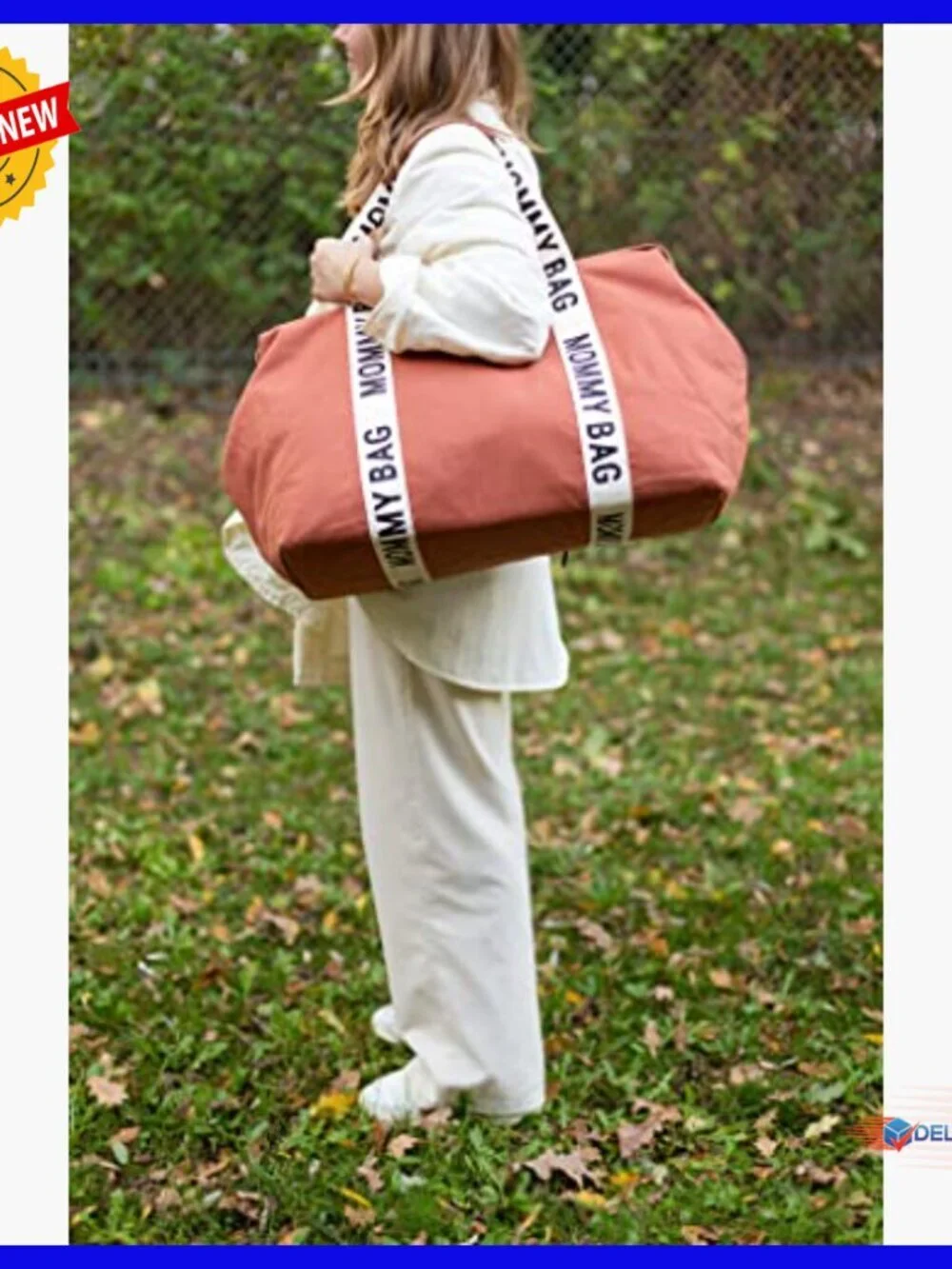 Large Water-Repellent Tote Diaper Bag with Insulated Pouch