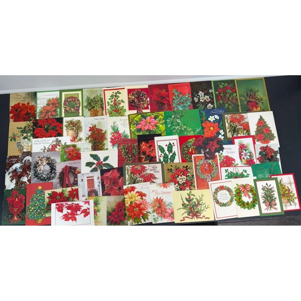 Vintage Christmas Cards Fronts ONLY Greenery Trees Wreaths Scrapbook Crafts 50+
