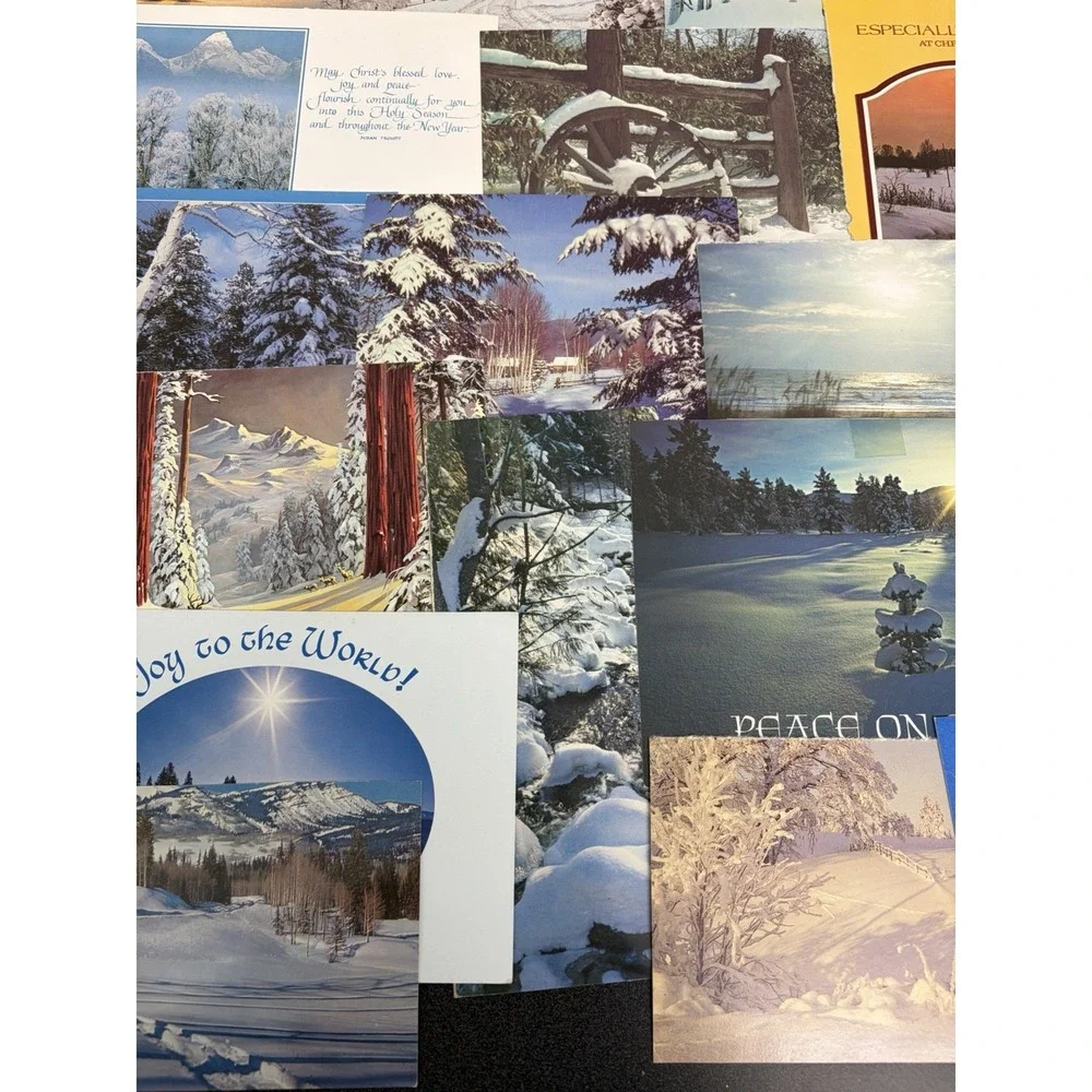 Vintage Christmas Cards Winter Snow Scenery  Fronts ONLY Scrapbooking Crafts 50+