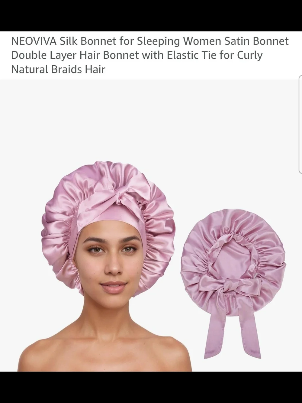 Pink Satin 2  Sleep Bonnet with Bow Tie