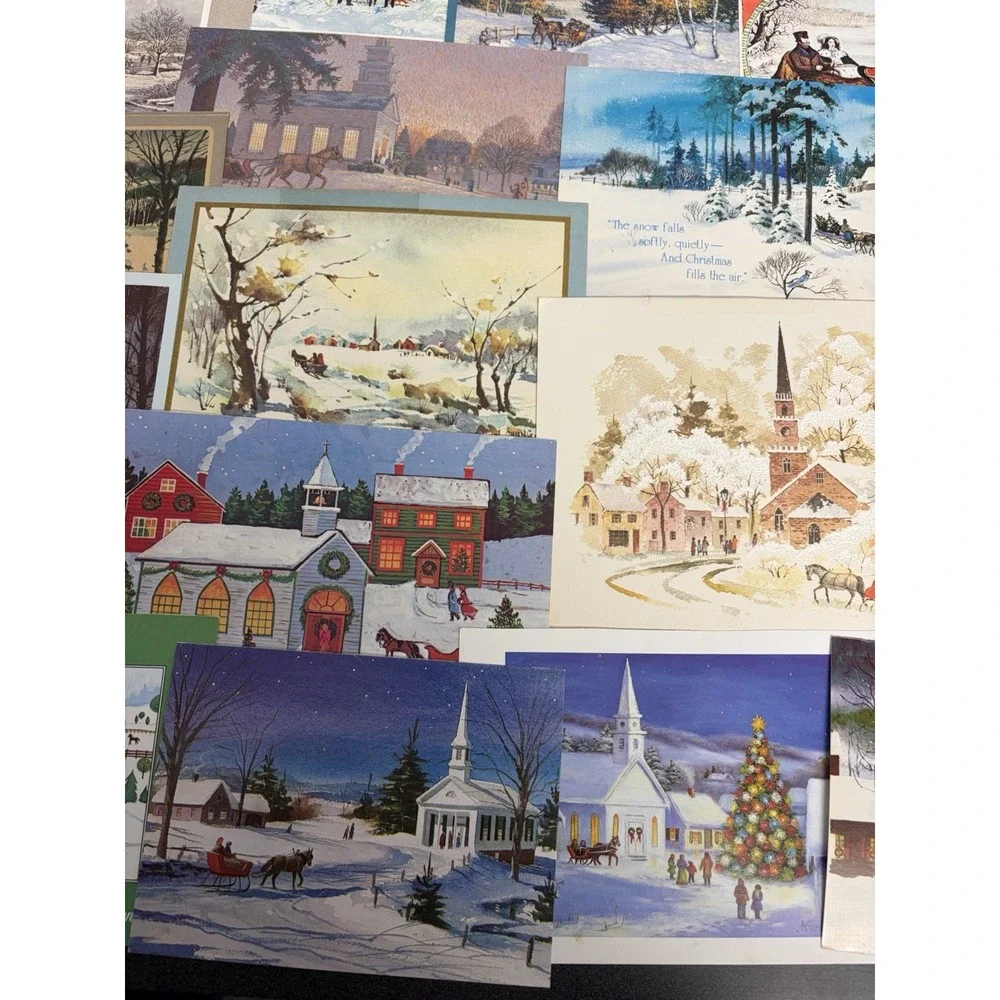 Vintage Christmas Cards Fronts ONLY Horses Scrapbooking Decoupage Lot 50+