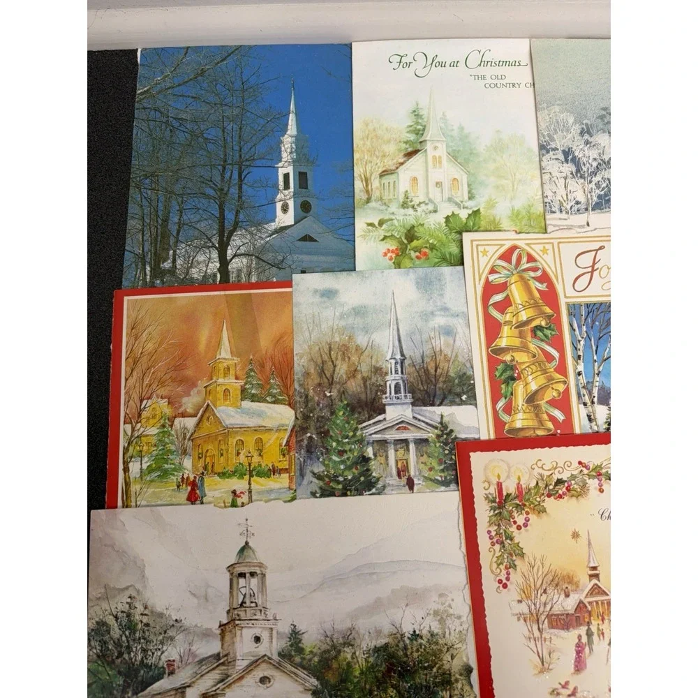 Vintage Christmas Cards Fronts ONLY Churches Cathedrals Scrapbooking Crafts 50+