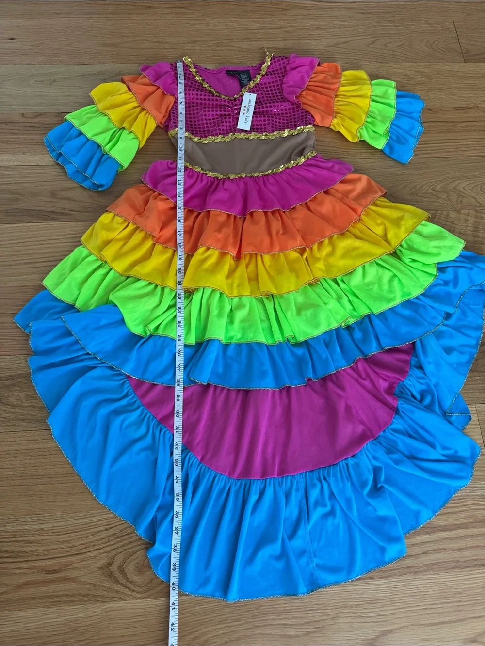 Kids Rainbow Ruffle Costume Dress - Multicolor, 7-8 years, 11-12 years